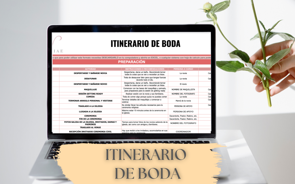 Formato Itinerario de la Boda - Nuptiae